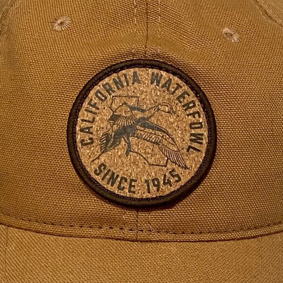 California Waterfowl Since 1945 Canvas Baseball Cap in Mustard Yellow - Picture 3 of 7